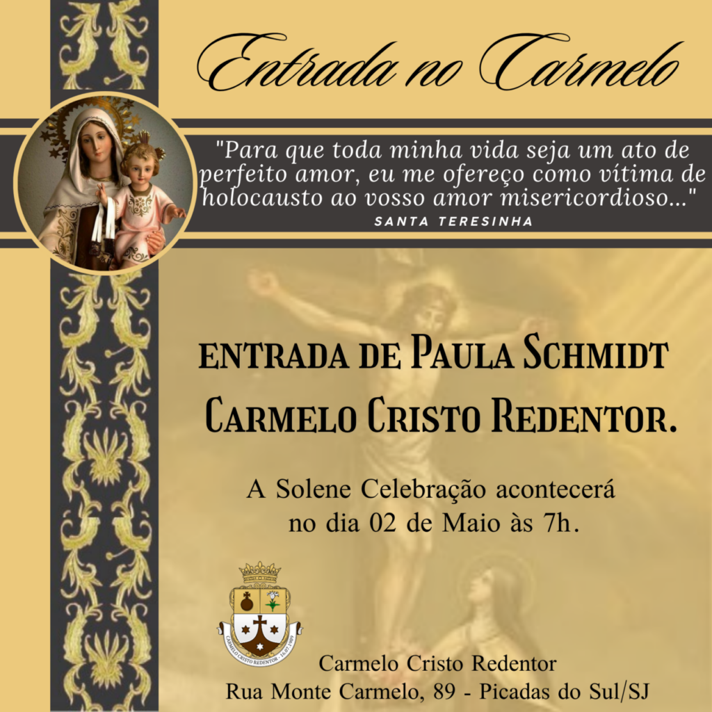 Entrada de Paula no Carmelo, memória de Santo Atanasio, bispo e doutor da Igreja dia 02 de Maio de 2026
